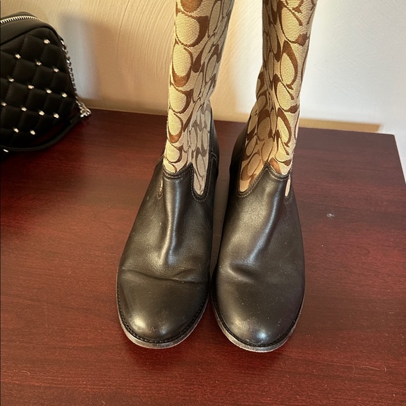 Coach Shoes - Coach Brown and Black Patterned Knee-High Boots size 7.5